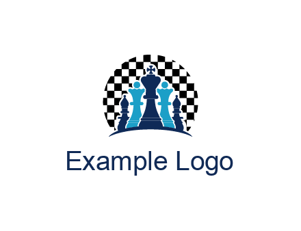 chess pieces  with a chessboard background logo