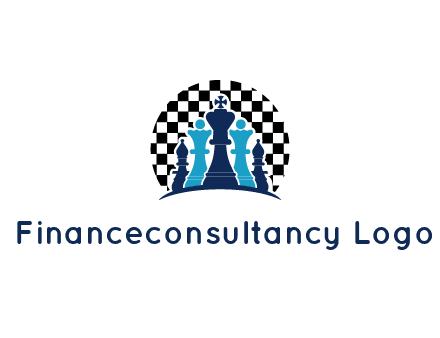 chess pieces  with a chessboard background logo