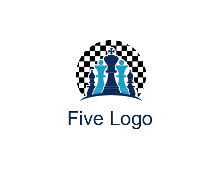 chess pieces  with a chessboard background logo