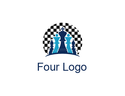 chess pieces  with a chessboard background logo