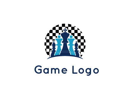 chess pieces  with a chessboard background logo