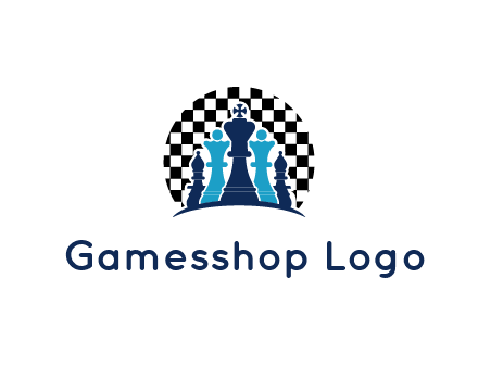 chess pieces  with a chessboard background logo