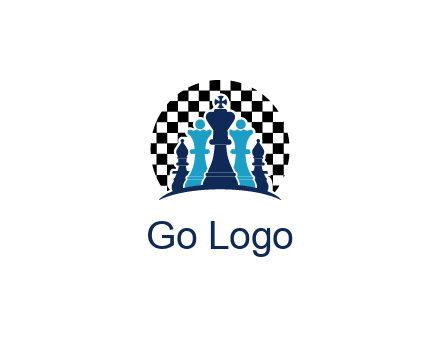chess pieces  with a chessboard background logo