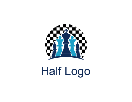 chess pieces  with a chessboard background logo