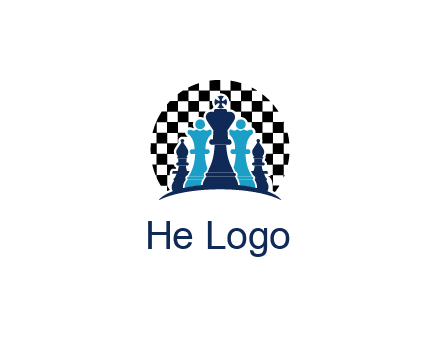 chess pieces  with a chessboard background logo
