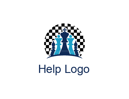 chess pieces  with a chessboard background logo