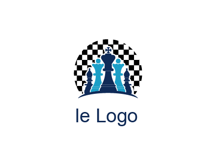 chess pieces  with a chessboard background logo