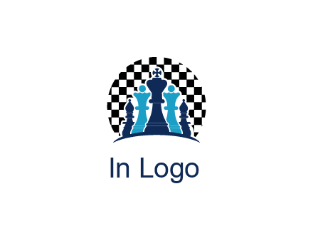 chess pieces  with a chessboard background logo