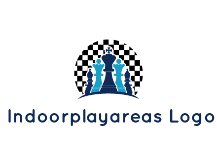 chess pieces  with a chessboard background logo