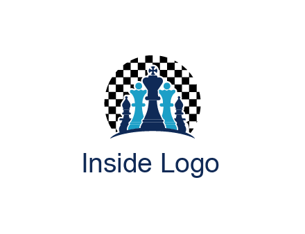 chess pieces  with a chessboard background logo