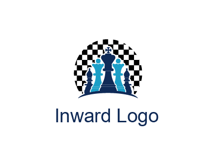 chess pieces  with a chessboard background logo