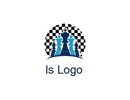 chess pieces  with a chessboard background logo