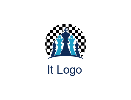 chess pieces  with a chessboard background logo