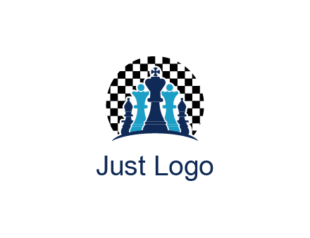 chess pieces  with a chessboard background logo