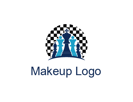 chess pieces  with a chessboard background logo