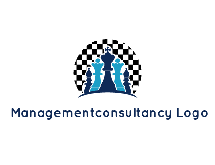 chess pieces  with a chessboard background logo