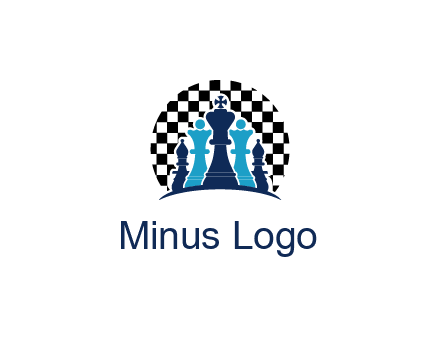 chess pieces  with a chessboard background logo
