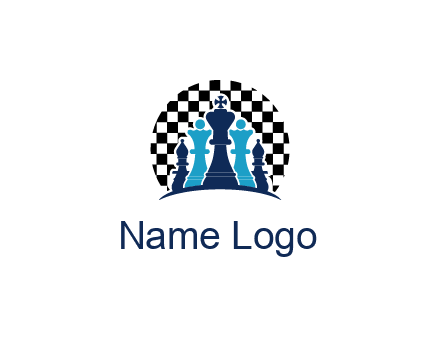 chess pieces  with a chessboard background logo