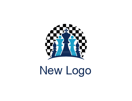 chess pieces  with a chessboard background logo