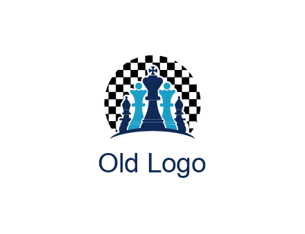 chess pieces  with a chessboard background logo