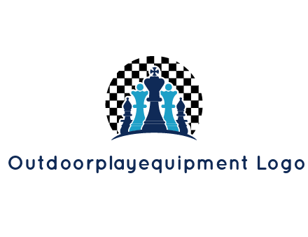chess pieces  with a chessboard background logo