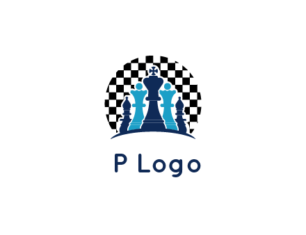 chess pieces  with a chessboard background logo