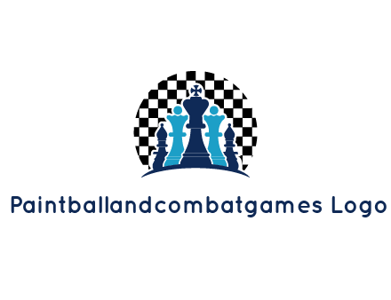 chess pieces  with a chessboard background logo