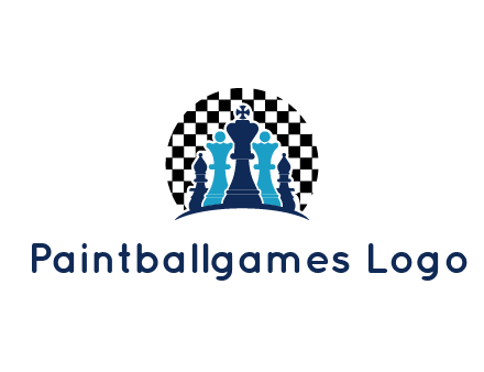 chess pieces  with a chessboard background logo
