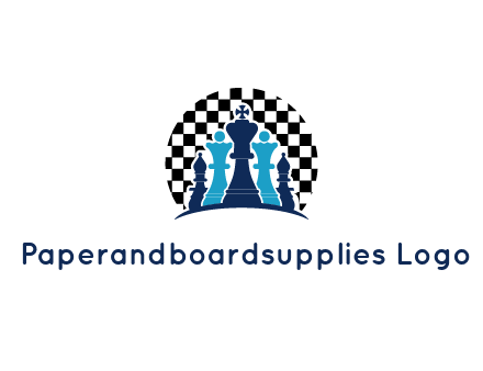 chess pieces  with a chessboard background logo