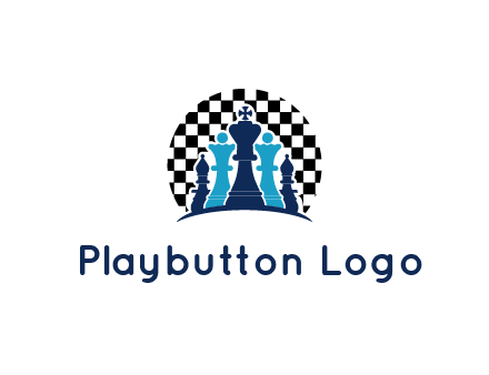 chess pieces  with a chessboard background logo