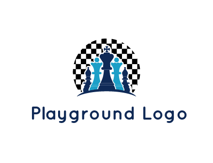 chess pieces  with a chessboard background logo