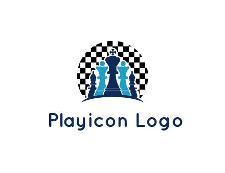 chess pieces  with a chessboard background logo