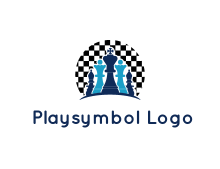 chess pieces  with a chessboard background logo