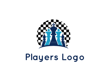 chess pieces  with a chessboard background logo