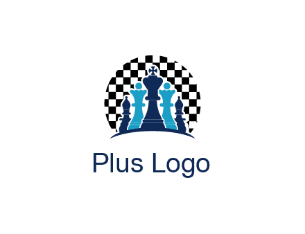 chess pieces  with a chessboard background logo