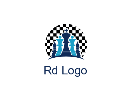 chess pieces  with a chessboard background logo