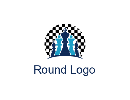 chess pieces  with a chessboard background logo