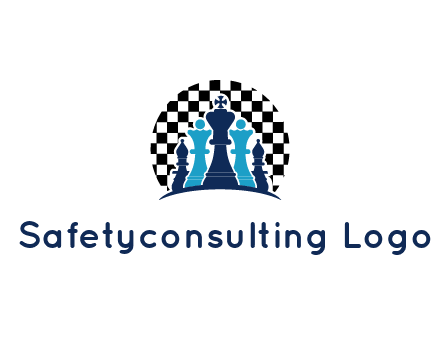 chess pieces  with a chessboard background logo
