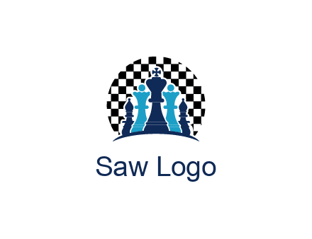 chess pieces  with a chessboard background logo