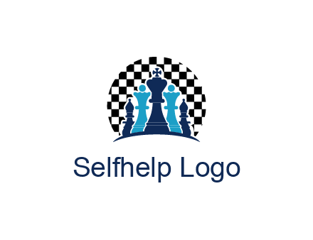 chess pieces  with a chessboard background logo