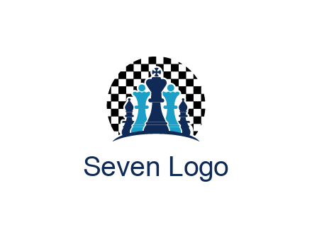 chess pieces  with a chessboard background logo