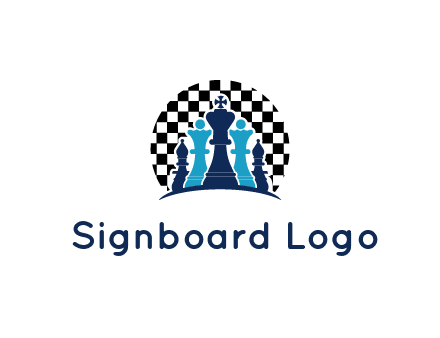 chess pieces  with a chessboard background logo