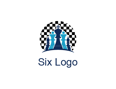 chess pieces  with a chessboard background logo
