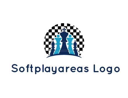 chess pieces  with a chessboard background logo