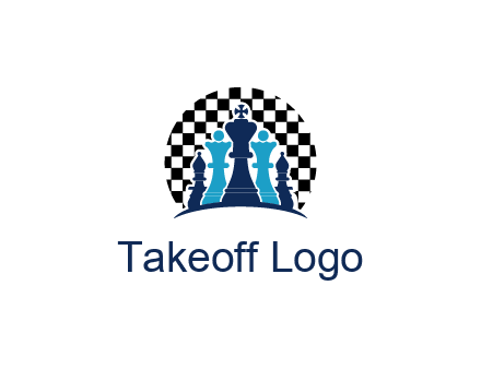 chess pieces  with a chessboard background logo