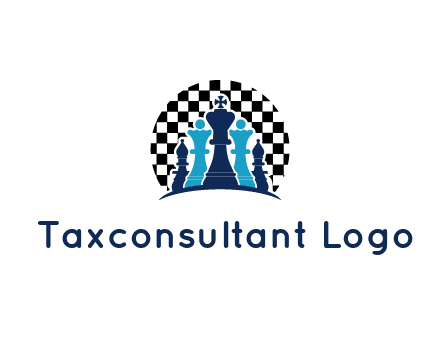chess pieces  with a chessboard background logo