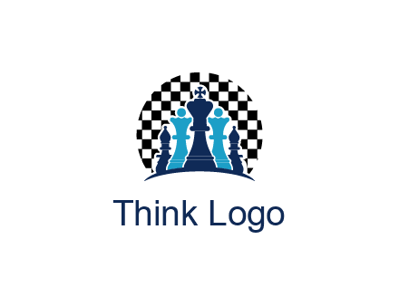 chess pieces  with a chessboard background logo