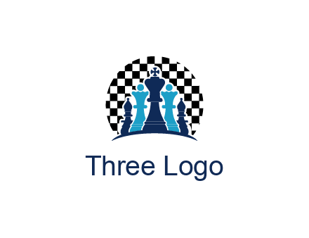 chess pieces  with a chessboard background logo