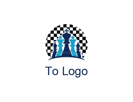 chess pieces  with a chessboard background logo