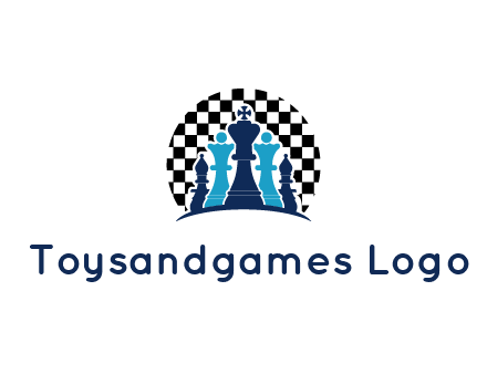 chess pieces  with a chessboard background logo